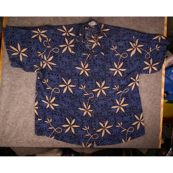 Avanti Other - Original Avanti Hawaiian Shirt Men's 4XL Blue Tan Silk Aloha Loop Collar